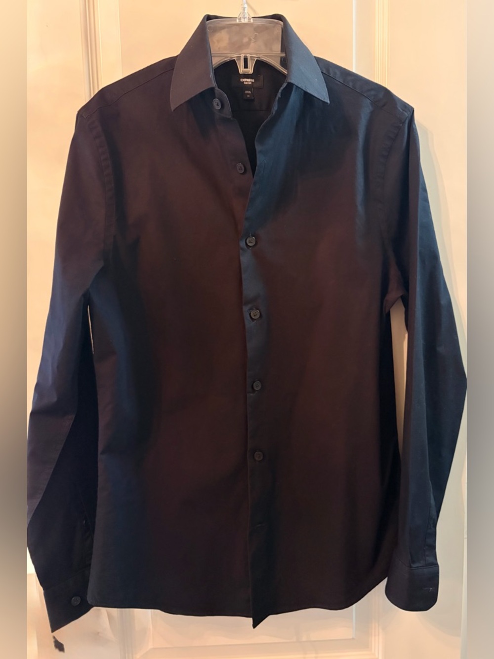 Express Men's Black Long-Sleeve Dress Shirt - Slim Fit XS